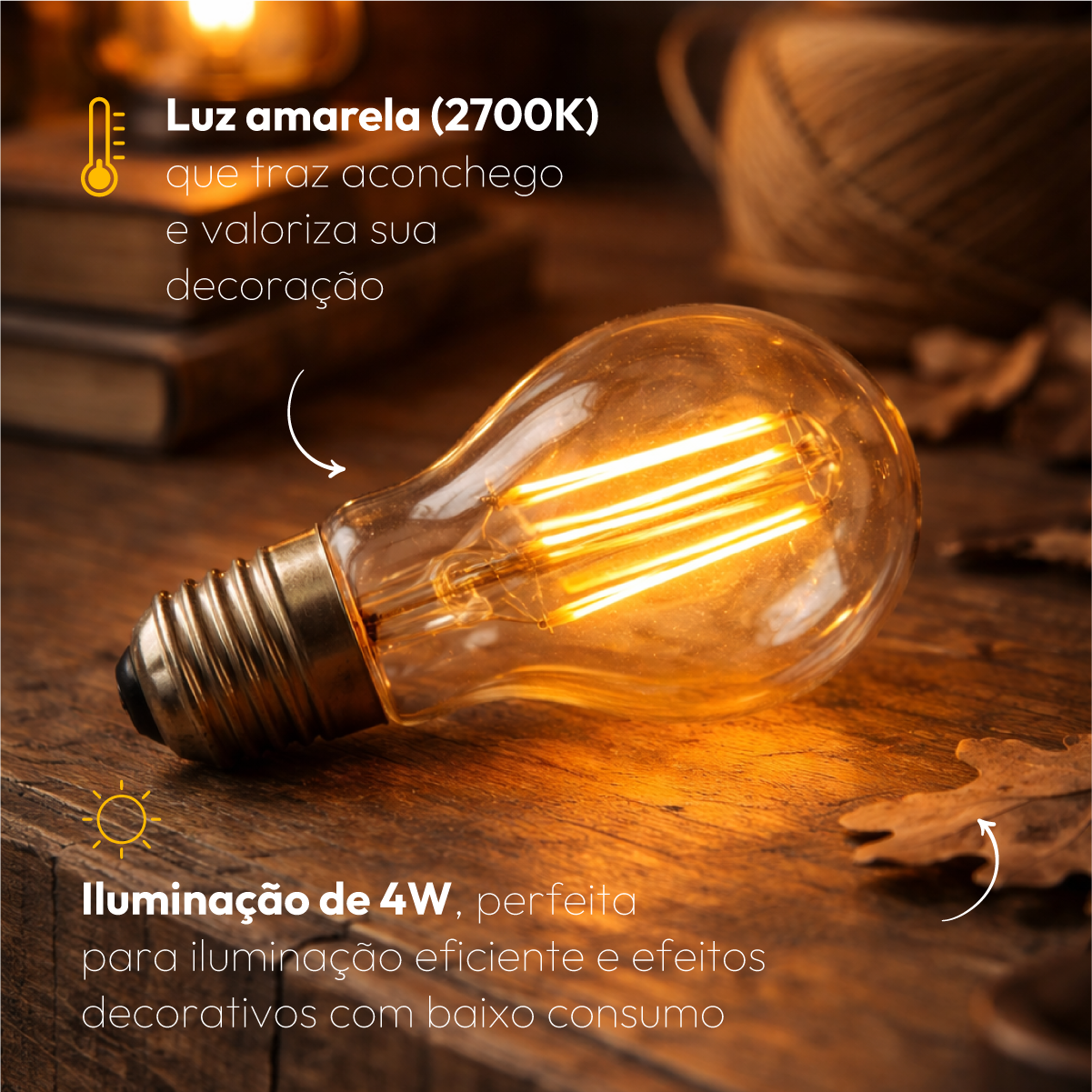 Kit 5 Lampada Led Pera Retro A60 4w 2200k Branco Quente E27 110v/220v Alut By Avant