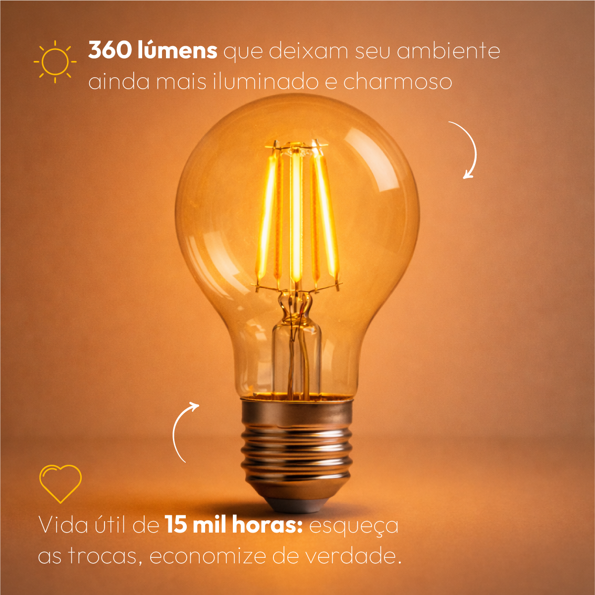 Kit 5 Lampada Led Pera Retro A60 4w 2200k Branco Quente E27 110v/220v Alut By Avant