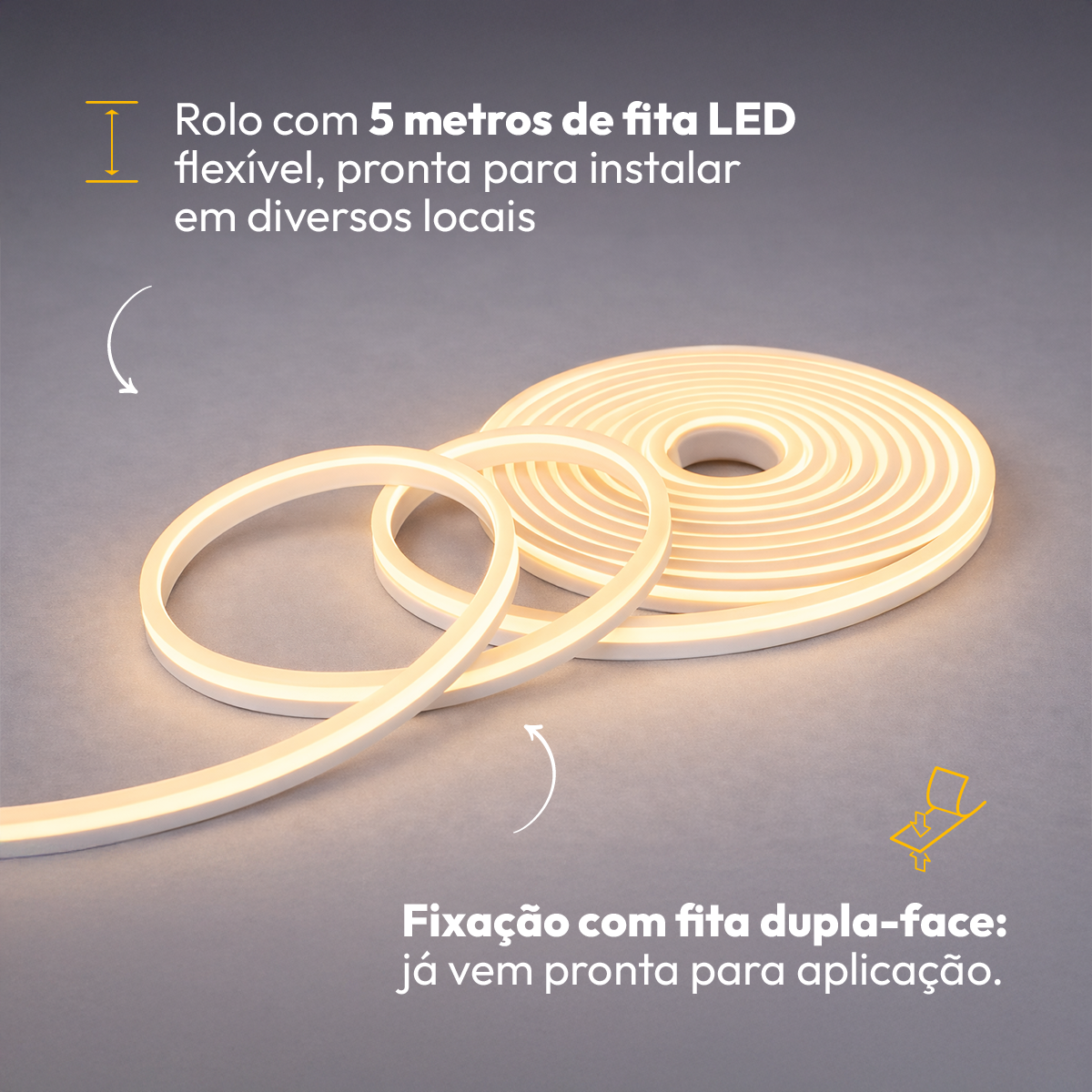 Fita Led Sotille Neon 5m 20w 3000k Branco Quente 12v Alut