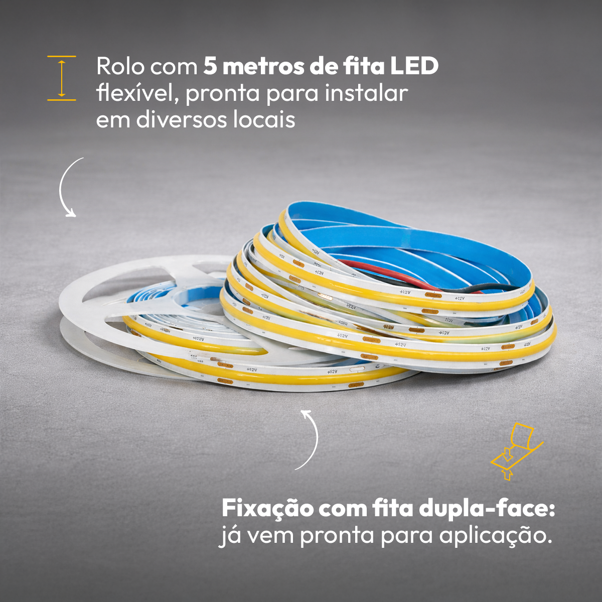 Fita Led 5M Audace Cob 15w 3000k Branco Quente 12v Alut