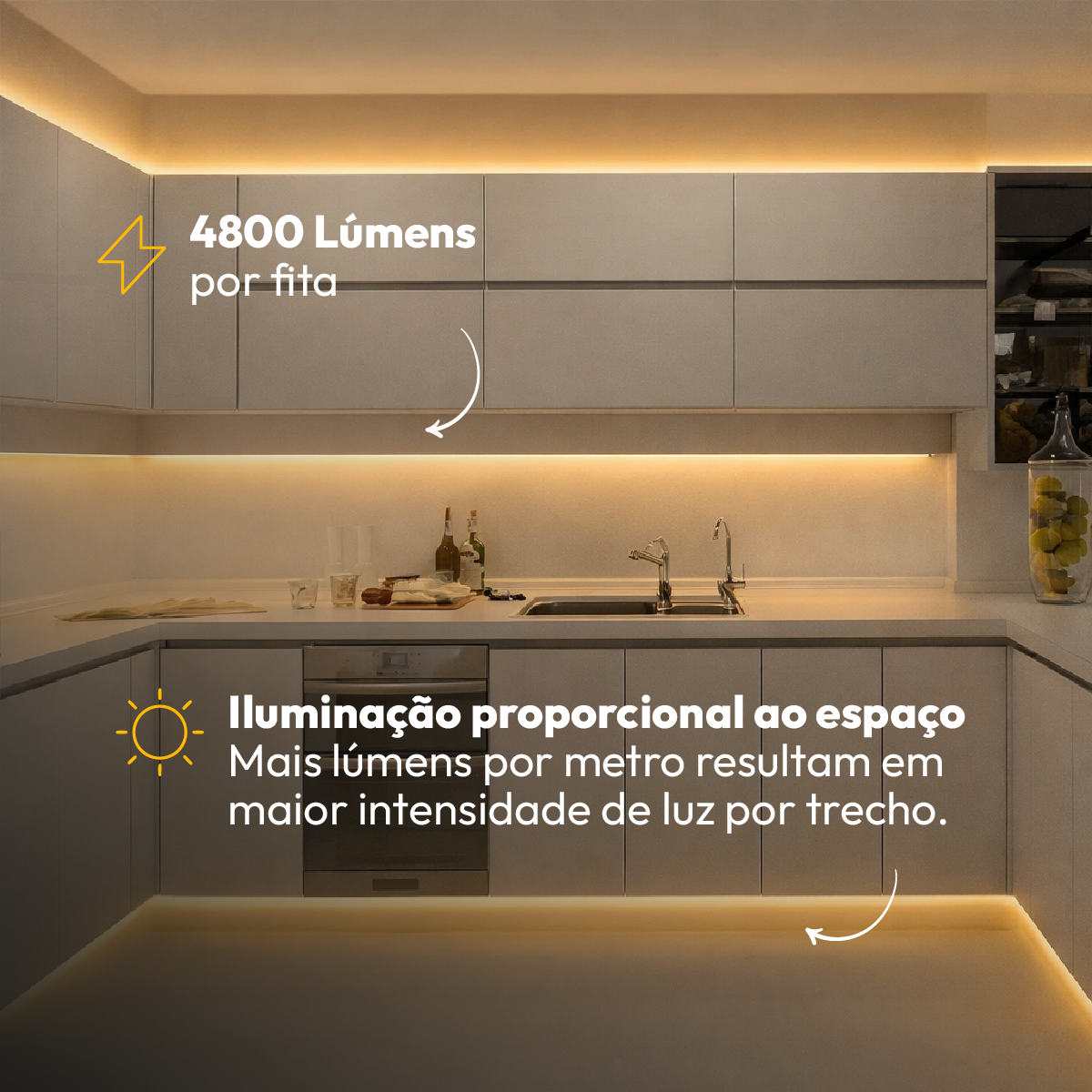 Fita Led 5M Audace Cob 15w 3000k Branco Quente 12v Alut