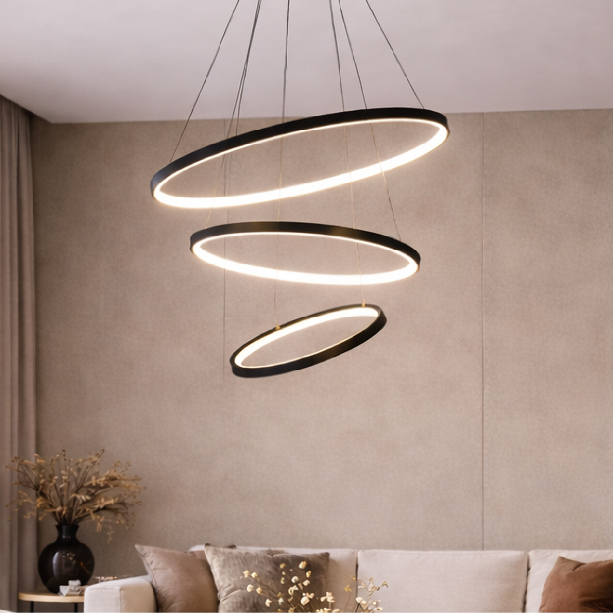 Luminaria Pendente Led Lura 60w Com Seleção de temperatura Quente/Neutro/Frio Preto Alut