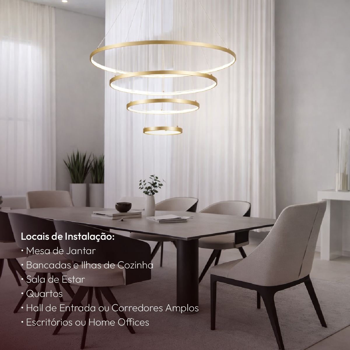 Luminaria Pendente Led Lura 100w Com Seleção de temperatura Quente/Neutro/Frio Dourado Alut