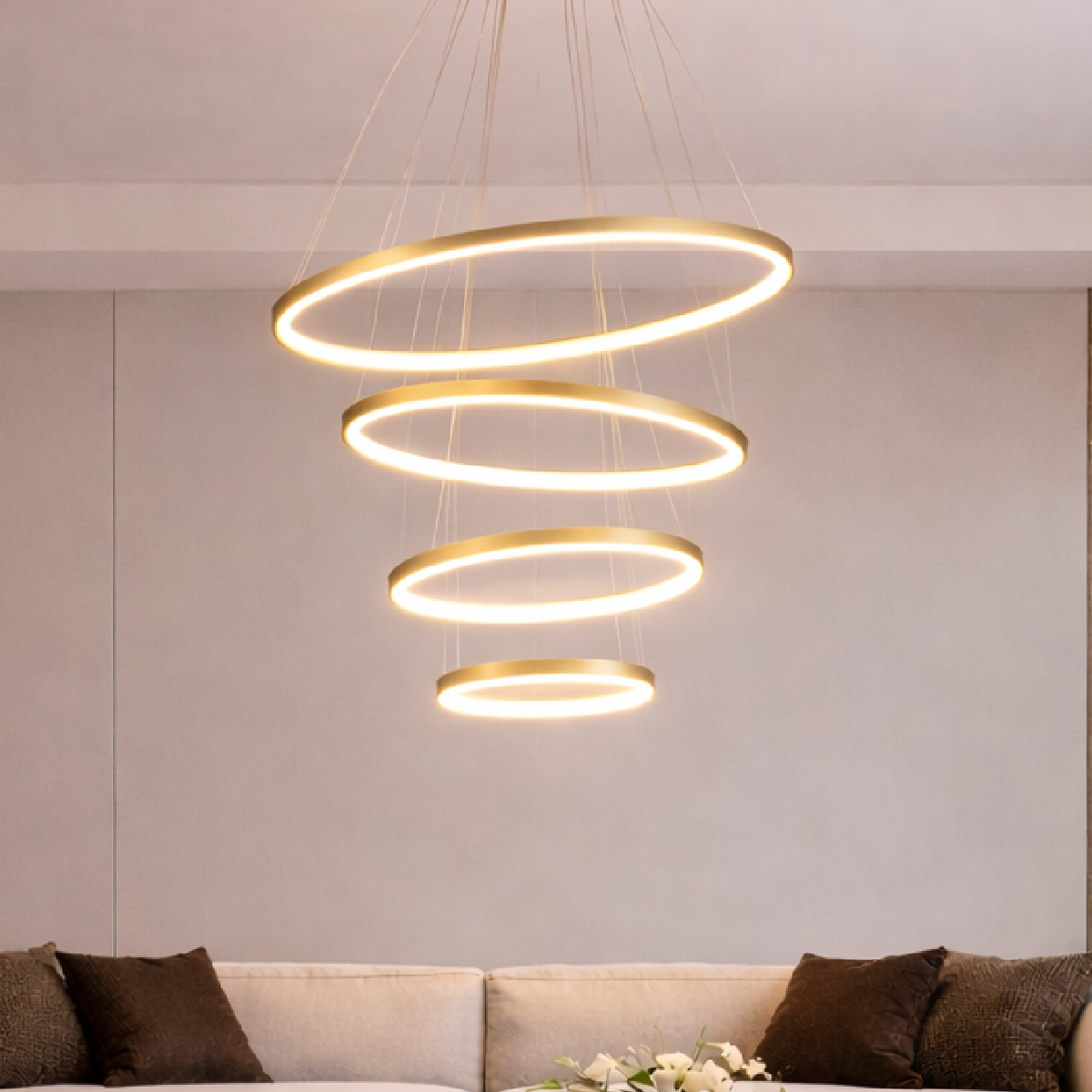 Luminaria Pendente Led Lura 100w Com Seleção de temperatura Quente/Neutro/Frio Dourado Alut