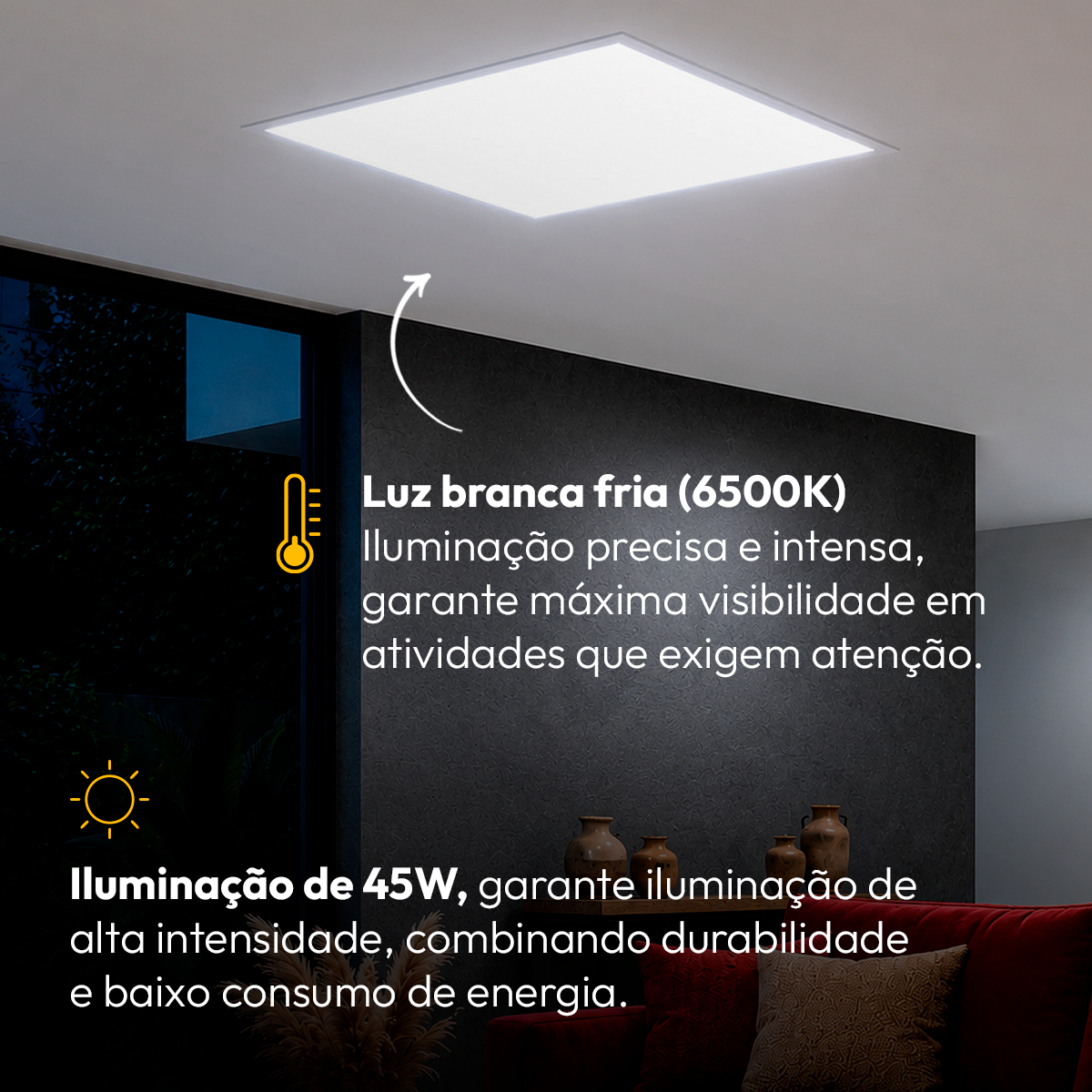 Painel Led Modular Embutir 45w 6500k Branco Frio Bivolt Quadrado Branco Alut