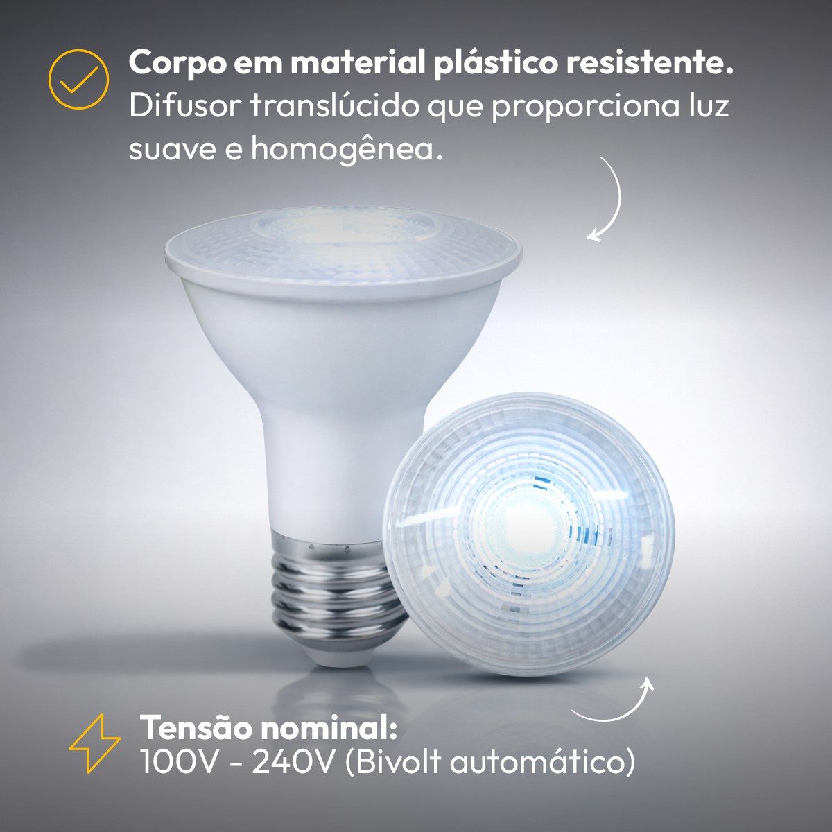 Lâmpada Led Par20 7w 6500k Branco Frio E27 Bivolt Branco Alut