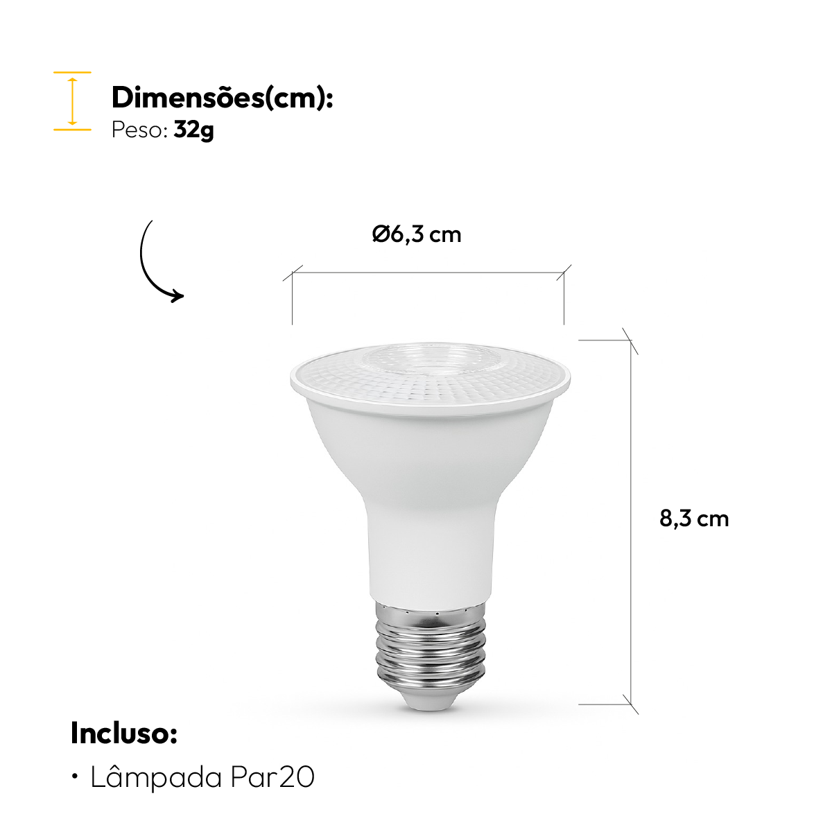 Lâmpada Led Par20 7w 6500k Branco Frio E27 Bivolt Branco Alut