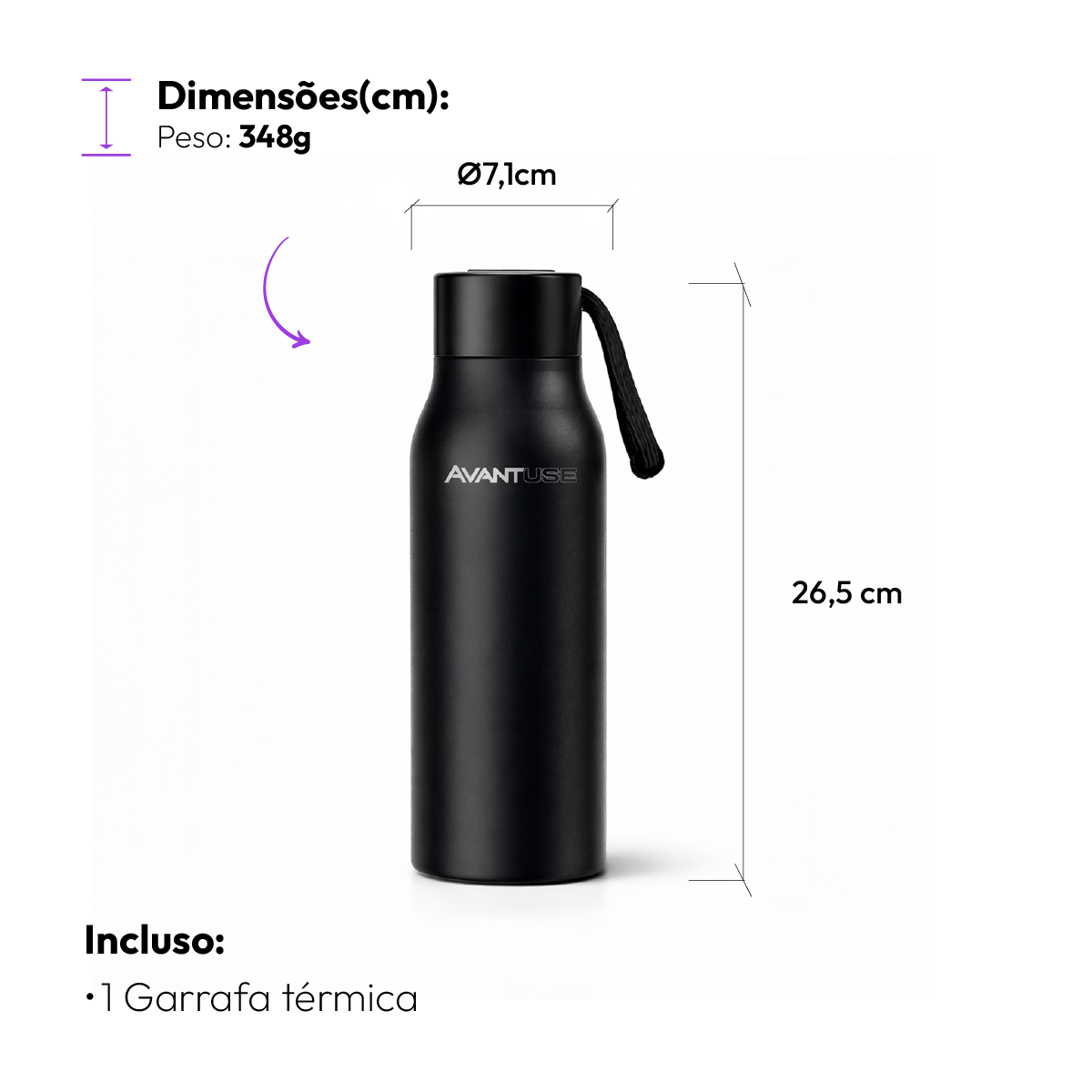 Garrafa Térmica Inox 520ml 600ml 1000ml 24h Quente 6h Gelado Academia Café Água Antivazamento