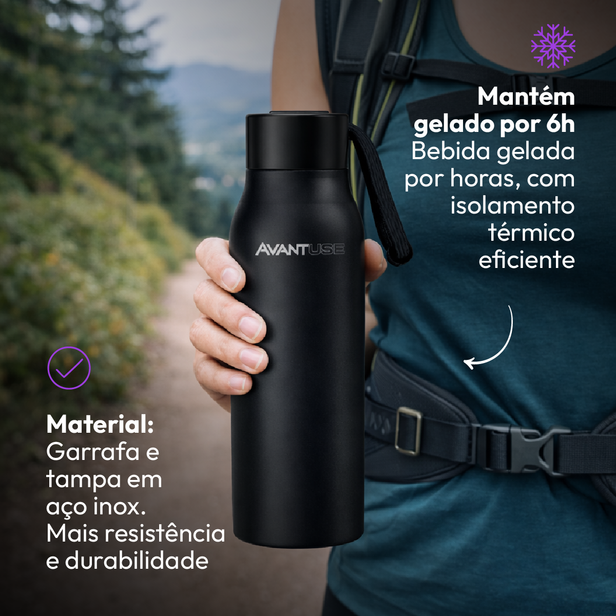 Garrafa Térmica Inox 520ml 600ml 1000ml 24h Quente 6h Gelado Academia Café Água Antivazamento