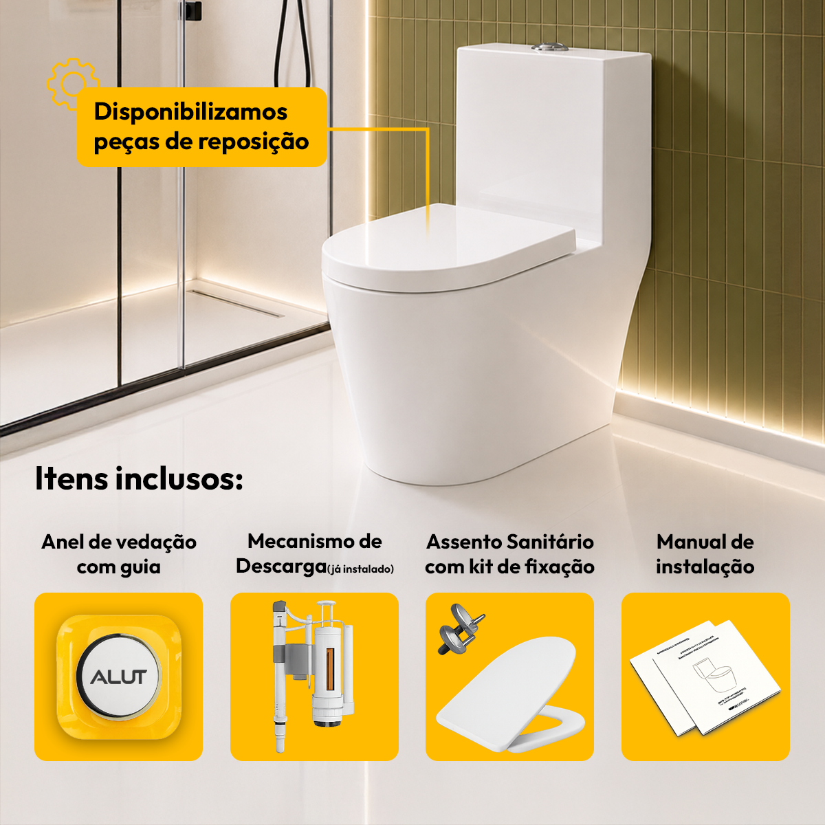 Vaso Sanitário Monobloco Orbit Completo com Caixa Acoplada Privada Cerâmica Branca Alut