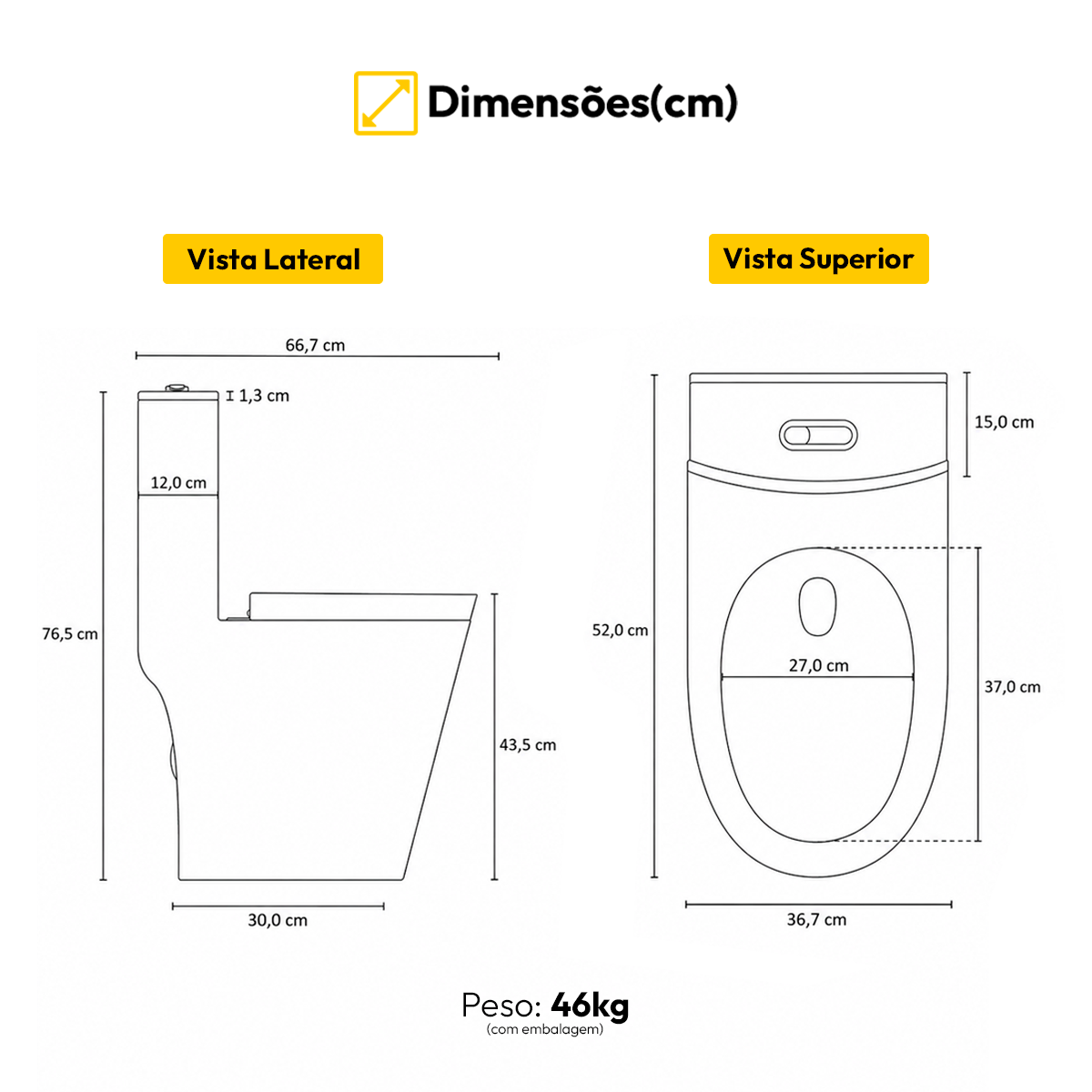 Vaso Sanitário Monobloco Orbit Completo com Caixa Acoplada Privada Cerâmica Branca Alut
