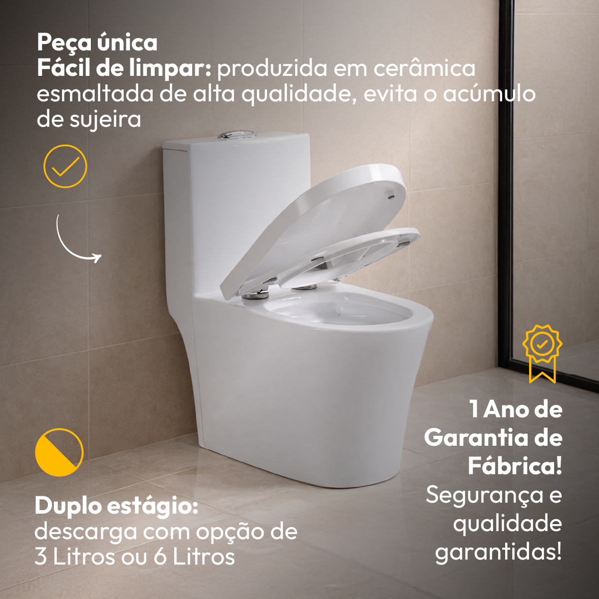 Vaso Sanitário Monobloco Orbit Completo com Caixa Acoplada Privada Cerâmica Branca Alut