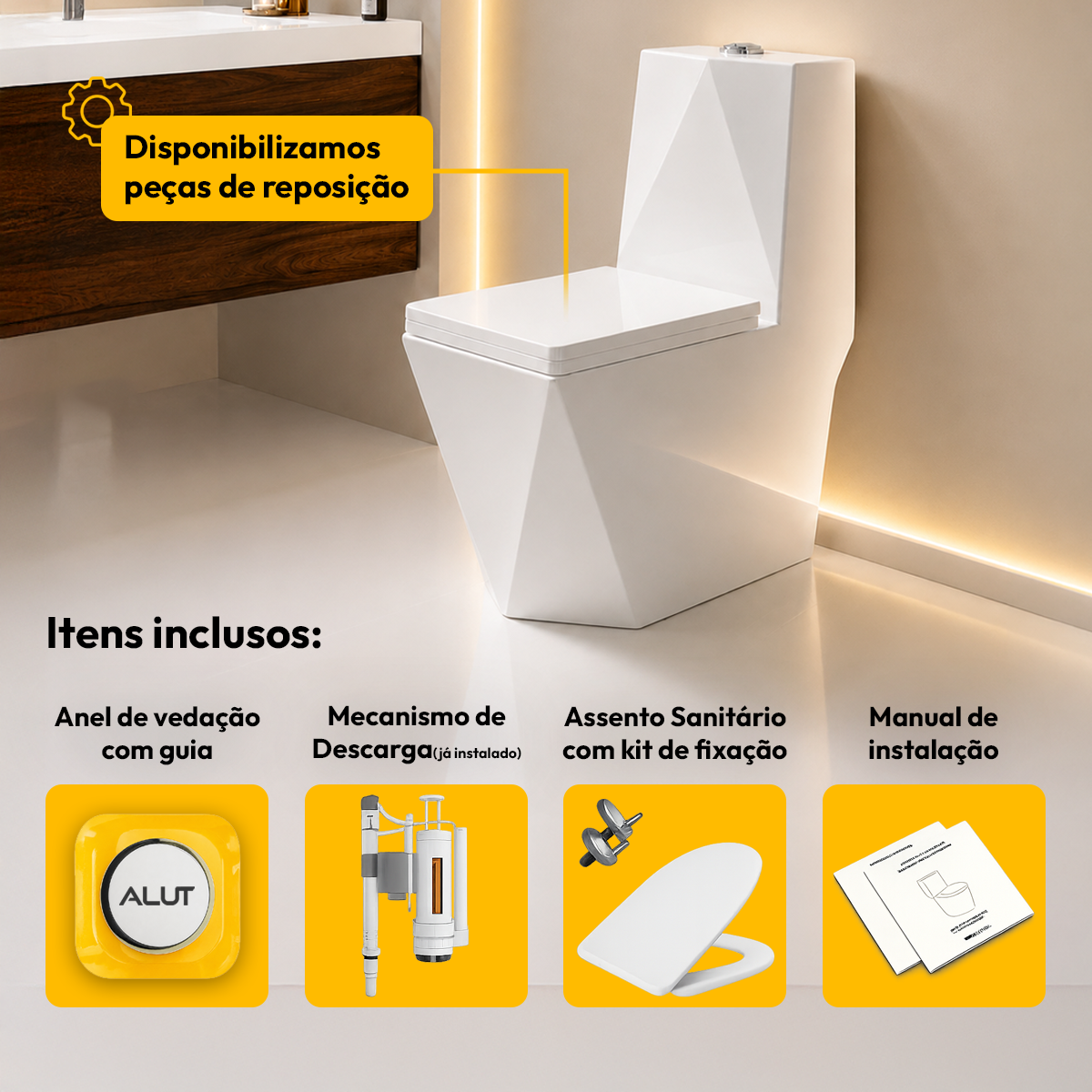 Vaso Sanitário Monobloco Vertex Completo com Caixa Acoplada Privada Cerâmica Branca Alut