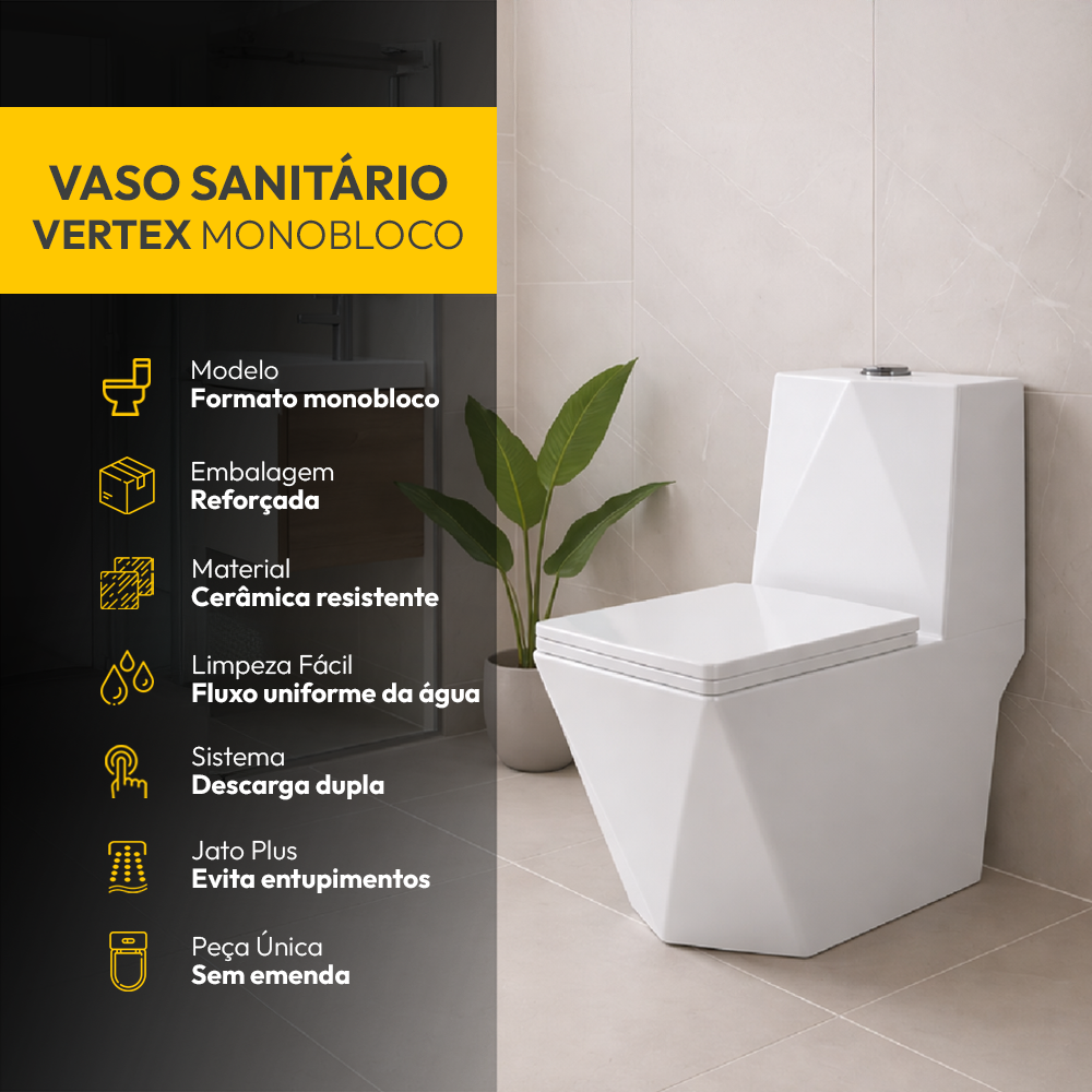 Vaso Sanitário Monobloco Vertex Completo com Caixa Acoplada Privada Cerâmica Branca Alut