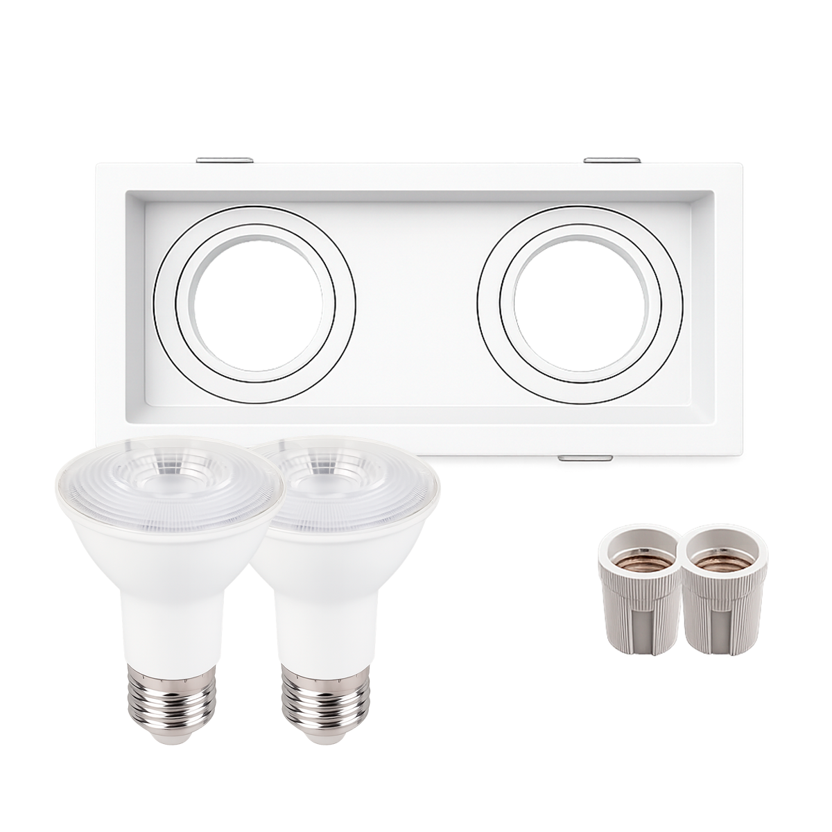 Kit 10 Spot Led Recuado Duo Embutir 6500k Branco Frio Par20 Quadrado Branco Alut