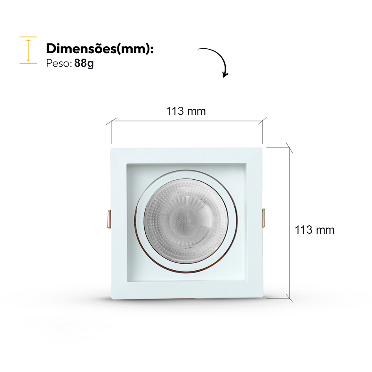 Kit 10 Spot Led Recuado Embutir 3000k Branco Quente Par20 Quadrado Branco Alut