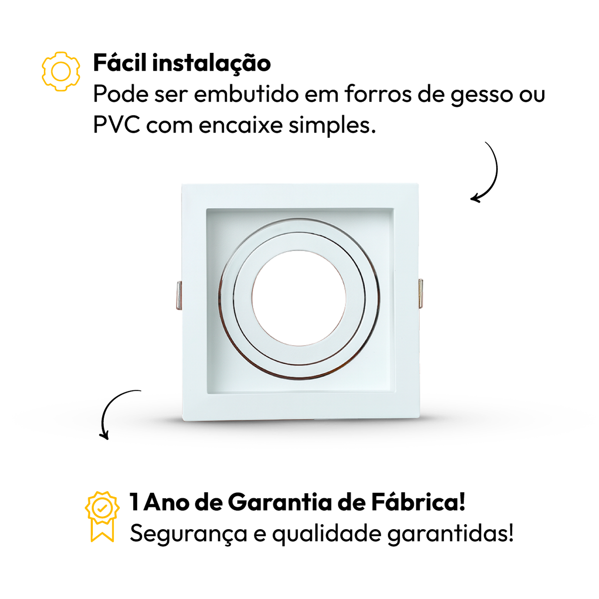 Kit 10 Spot Led Recuado Embutir 3000k Branco Quente Par20 Quadrado Branco Alut