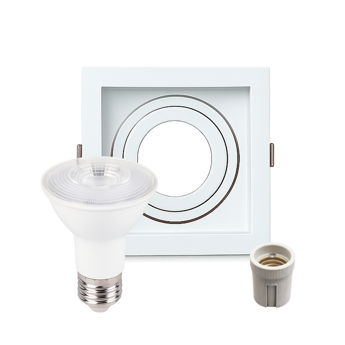 Kit 10 Spot Led Recuado Embutir 4000k Branco Neutro Par20 Quadrado Branco Alut
