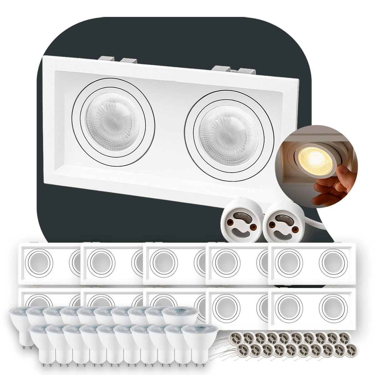 Kit 10 Spot Led Recuado Duo Embutir 4000k Branco Neutro Gu10/MR16 Quadrado Branco Alut
