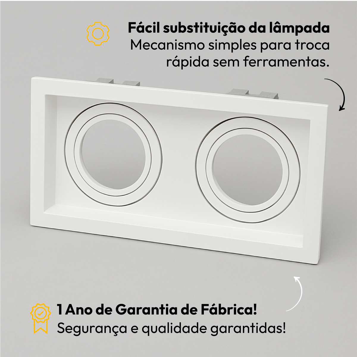 Kit 10 Spot Led Recuado Duo Embutir 6500k Branco Frio Gu10/MR16 Quadrado Branco Alut