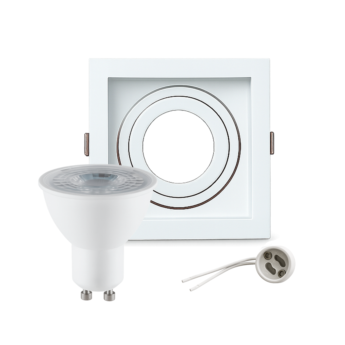 Kit 10 Spot Led Recuado Embutir 4000k Branco Neutro Gu10/MR16 Quadrado Branco Alut