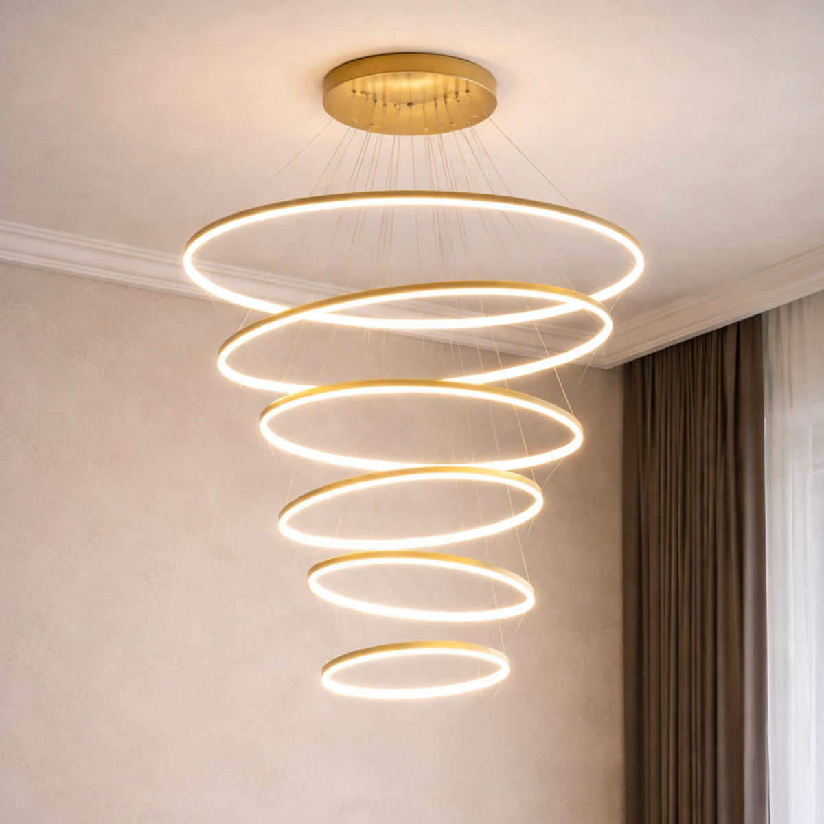 Luminária Pendente Led Lura 180W Seleção de Temperatura Quente/Neutro/Frio Dourado Alut