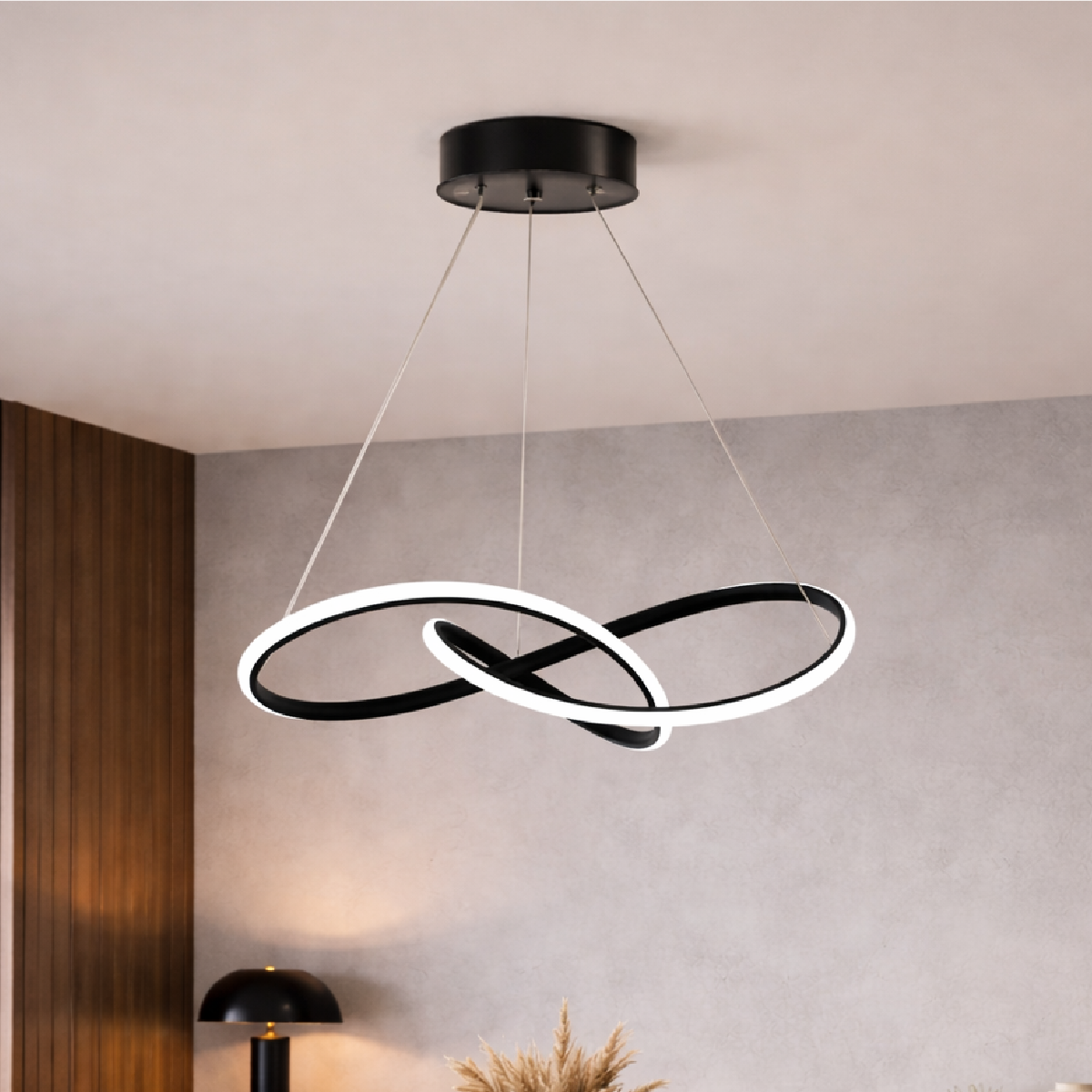 Luminária Pendente Led Infinity 50w Seleção de Temperatura Quente/Neutro/Frio Preto Alut