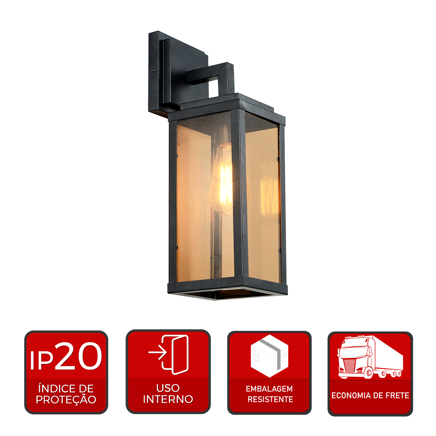 Arandela Led Rustica Bivolt E27 Preto Fosco Alut