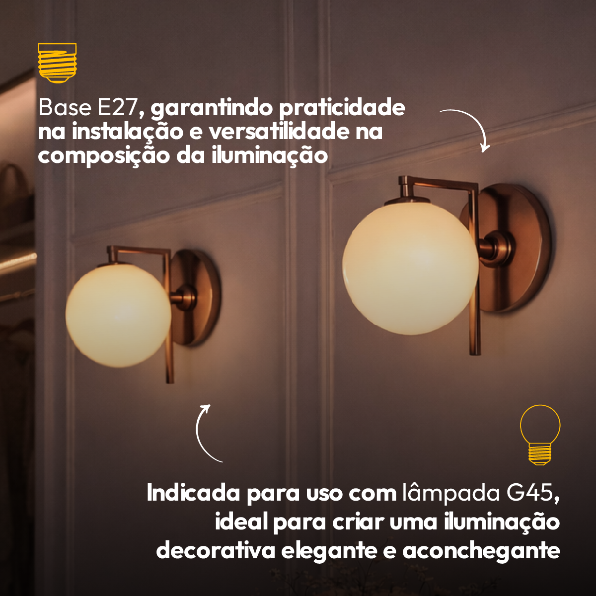Arandela Led Luna Bivolt Cobre Brilho Alut