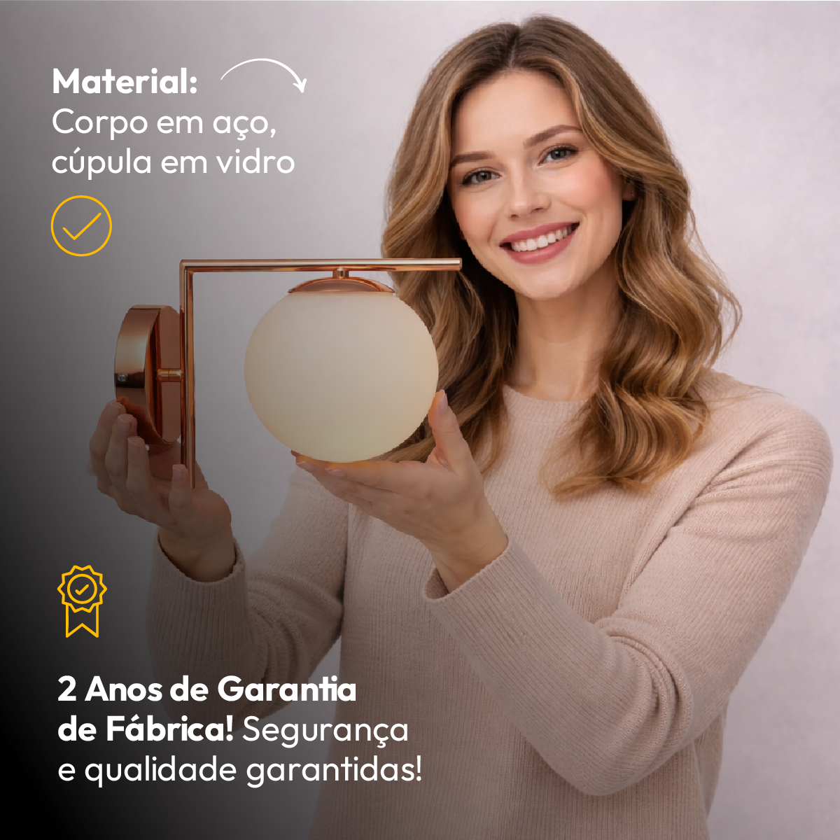 Arandela Led Luna Bivolt Cobre Brilho Alut