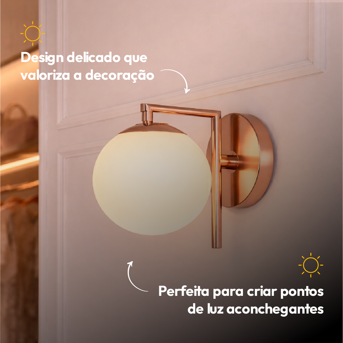 Arandela Led Luna Bivolt Cobre Brilho Alut