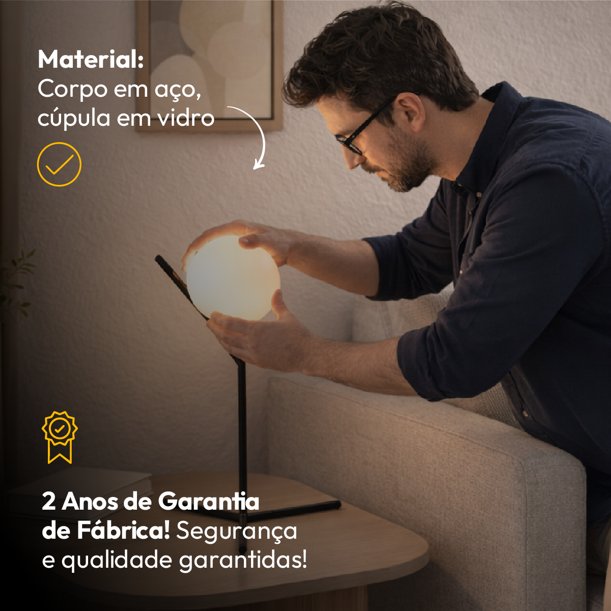 Luminária Led Mesa Luna G45 Bivolt Preto Fosco Alut