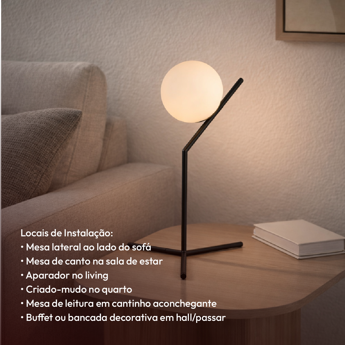 Luminária Led Mesa Luna G45 Bivolt Preto Fosco Alut