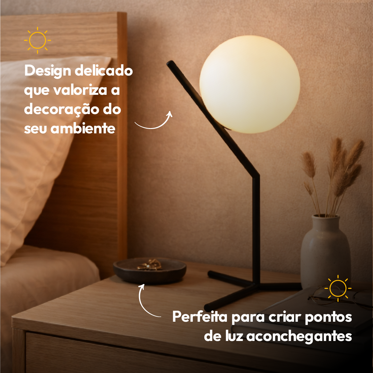 Luminária Led Mesa Luna G45 Bivolt Preto Fosco Alut