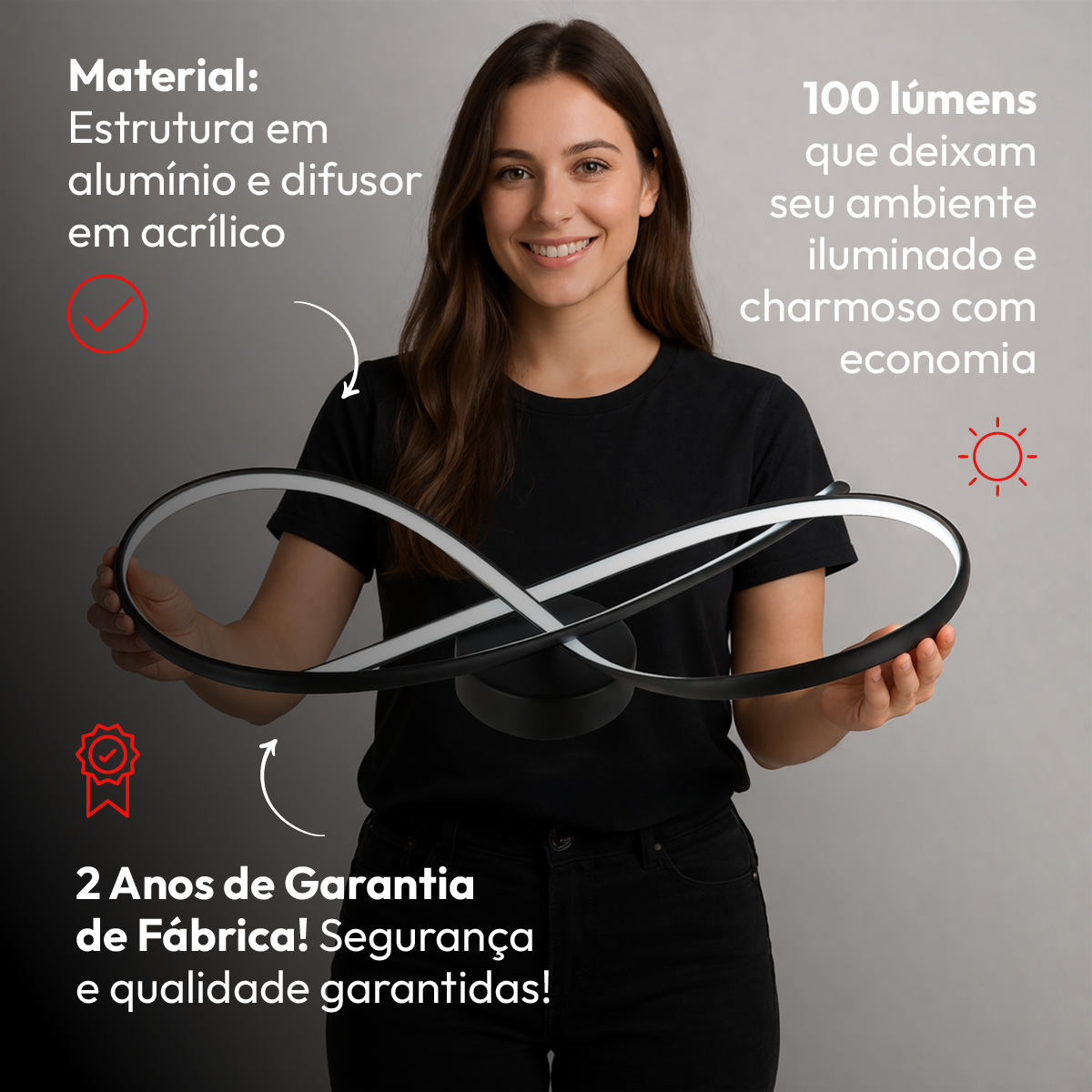 Pendente Led Plafon Zion 36W Seleção de Temperatura Branco Quente/Frio Bivolt Preto Alut