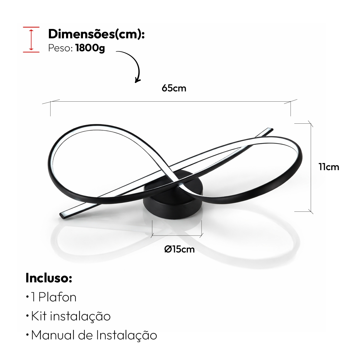 Pendente Led Plafon Zion 36W Seleção de Temperatura Branco Quente/Frio Bivolt Preto Alut