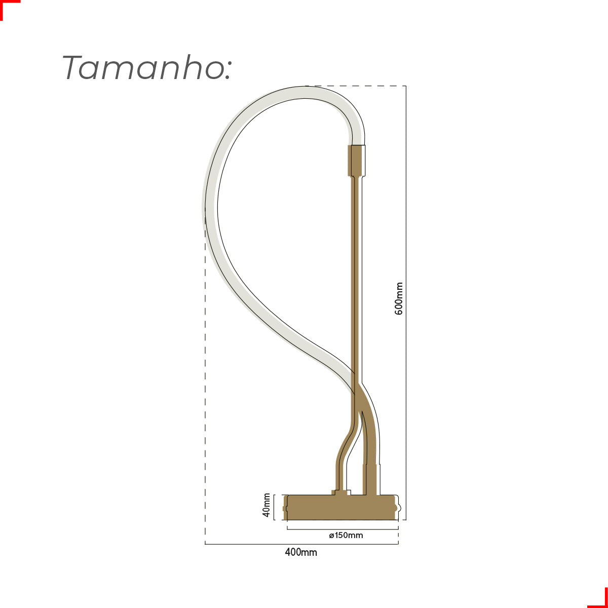 Luminária de Mesa Led Curves 15W Seleção de Temperatura Branco Quente/Neutro/Frio Dourado Alut