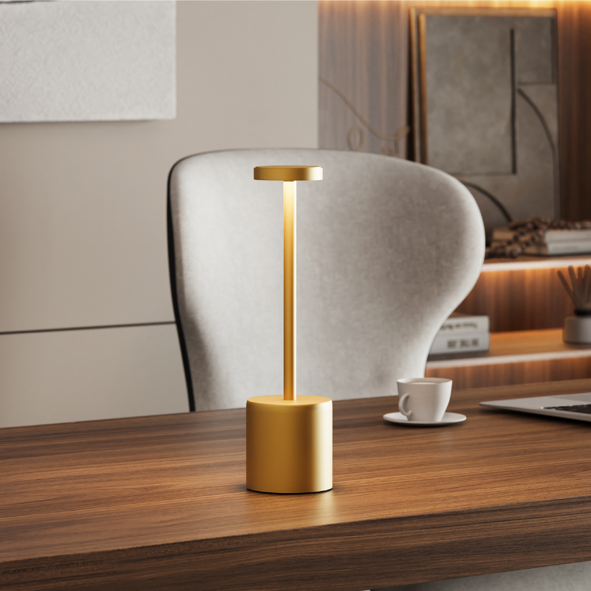 Luminária de Mesa Led Sem Fio Glow 4w Branco Quente/Frio Recarregável Bivolt Dourado Alut