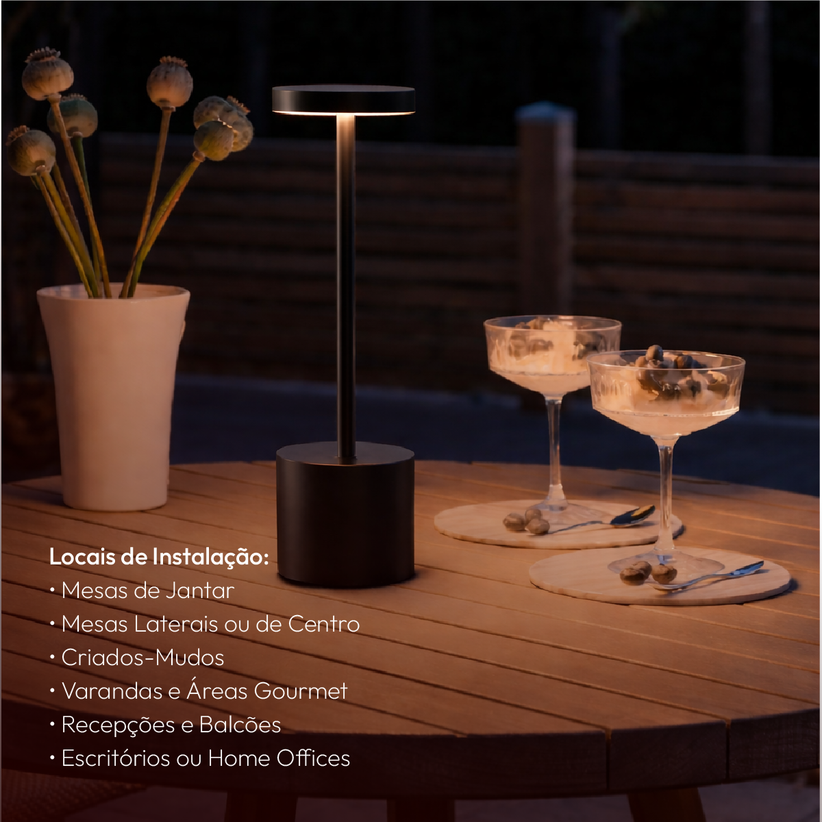 Luminária de Mesa Led Sem Fio Glow 4w Branco Quente/Frio Recarregável Preto Alut