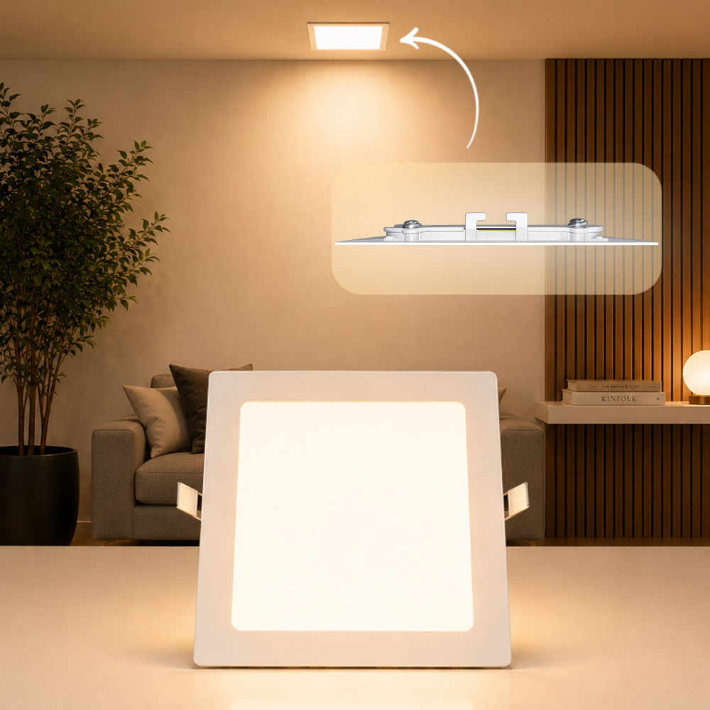Painel Led Plafon Aluminio Embutir 18w 3000k Branco Quente 22x22 Quadrado Branco Cod: ALUT190070 Alut By Avant