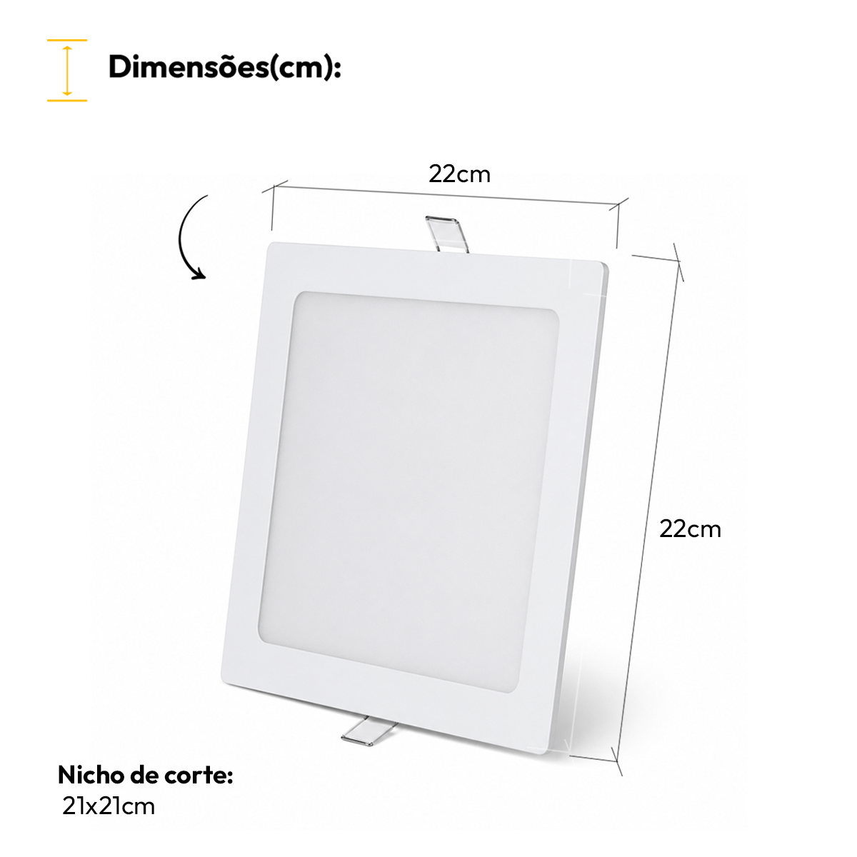 Painel Led Plafon Aluminio Embutir 18w 3000k Branco Quente 22x22 Quadrado Branco Cod: ALUT190070 Alut By Avant