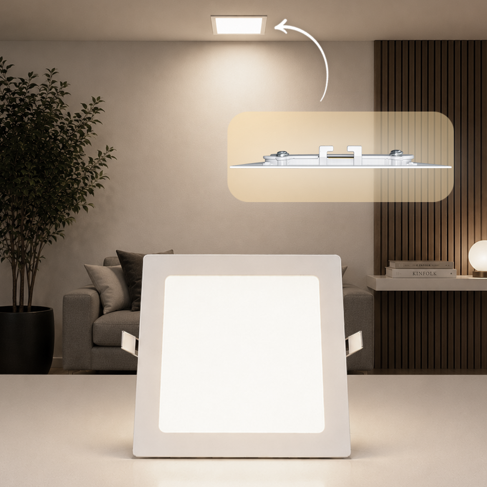 Painel Led Plafon Aluminio Embutir 18w 4000k Branco Neutro 22x22 Quadrado Cod: ALUT190071 Alut By Avant