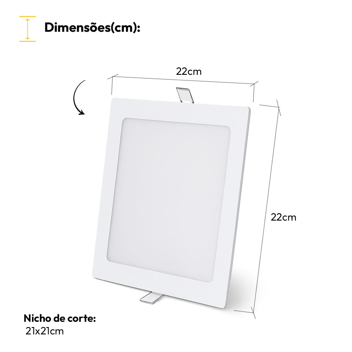 Painel Led Plafon Aluminio Embutir 18w 4000k Branco Neutro 22x22 Quadrado Cod: ALUT190071 Alut By Avant