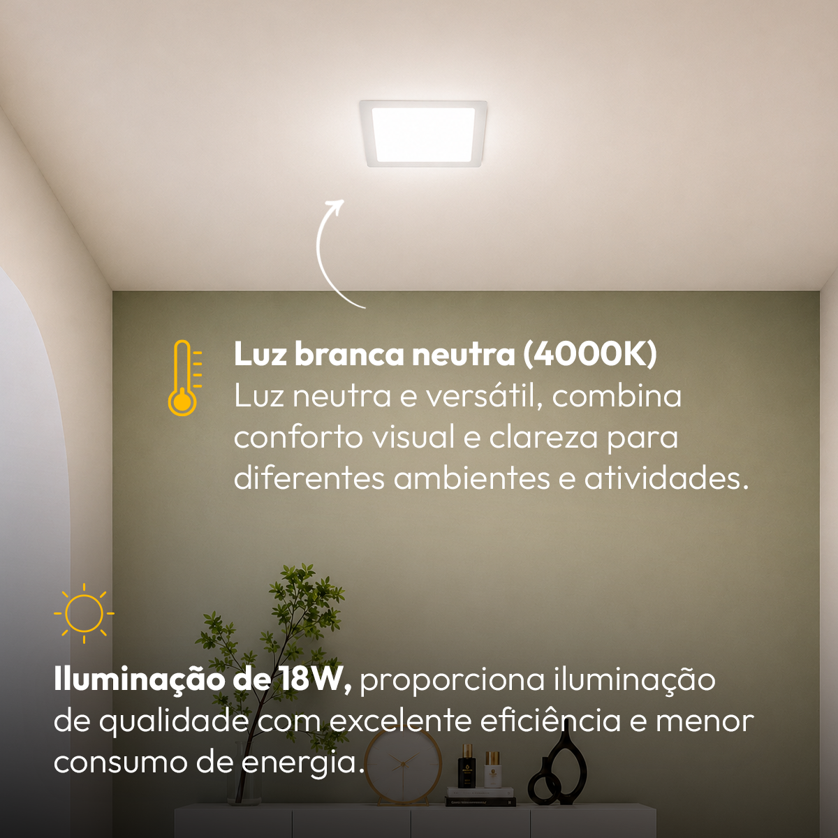 Painel Led Plafon Aluminio Embutir 18w 4000k Branco Neutro 22x22 Quadrado Cod: ALUT190071 Alut By Avant