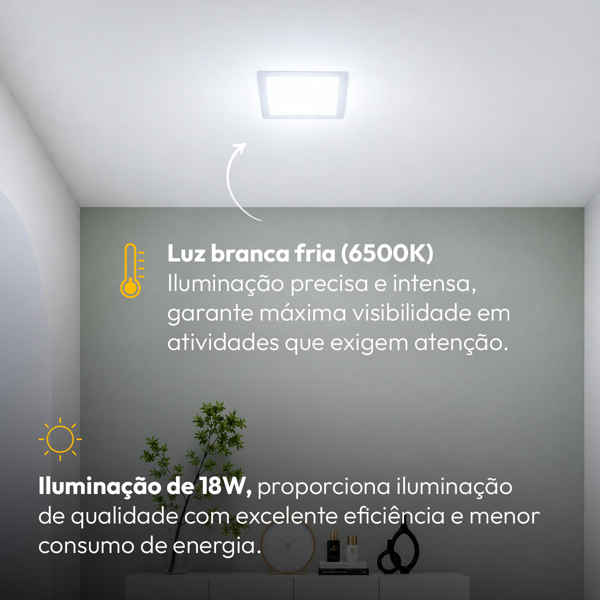 Painel Led Plafon Aluminio Embutir 18w 6500K Branco Frio 22x22 Quadrado Cod: ALUT190072 Alut By Avant