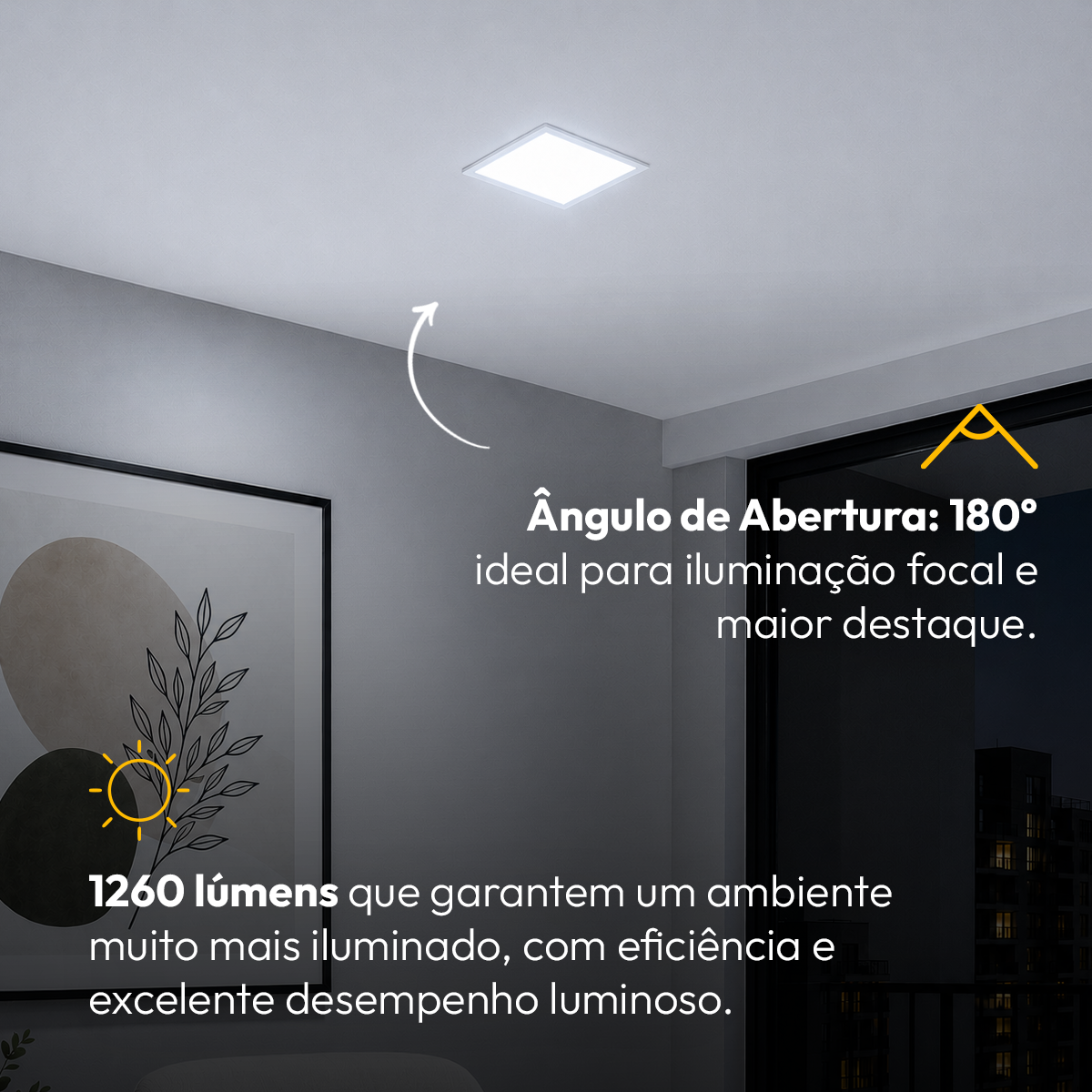 Painel Led Plafon Aluminio Embutir 18w 6500K Branco Frio 22x22 Quadrado Cod: ALUT190072 Alut By Avant