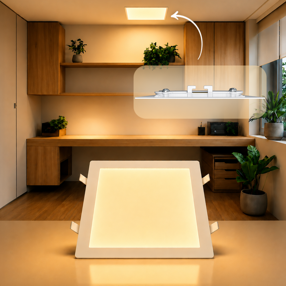 Painel Led Plafon Aluminio Embutir 24w 3000k Branco Quente 29x29 Quadrado Cod: ALUT190073 Alut By Avant
