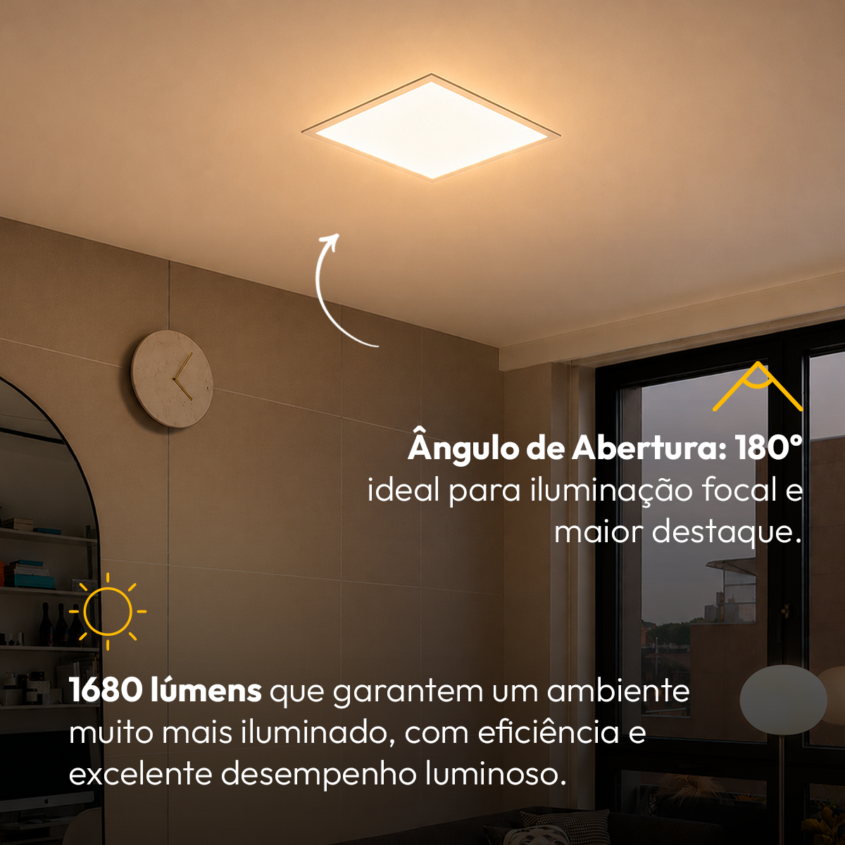 Painel Led Plafon Aluminio Embutir 24w 3000k Branco Quente 29x29 Quadrado Cod: ALUT190073 Alut By Avant