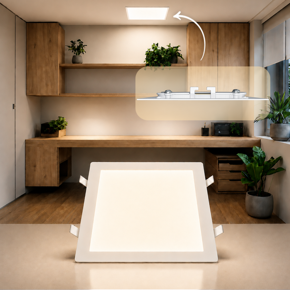 Painel Led Plafon Aluminio Embutir 24w 4000k Branco Neutro 29x29 Quadrado Cod: ALUT190074 Alut By Avant