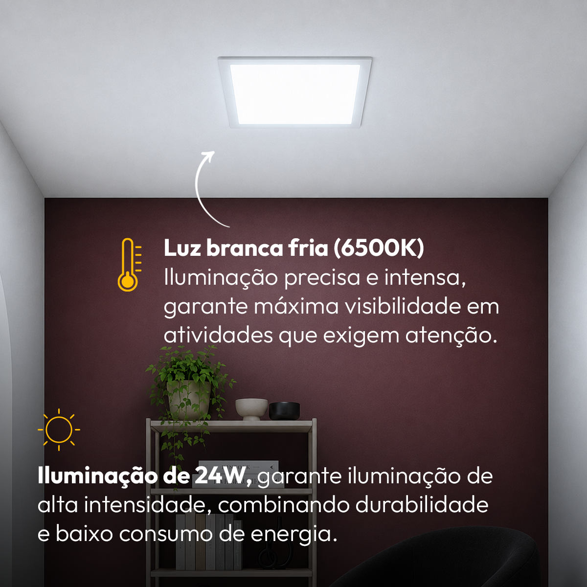 Painel Led Plafon Aluminio Embutir 24w 6500K Branco Frio 29x29 Quadrado Cod: ALUT190075 Alut By Avant